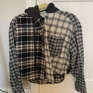 American eagle cropped hooded flannel